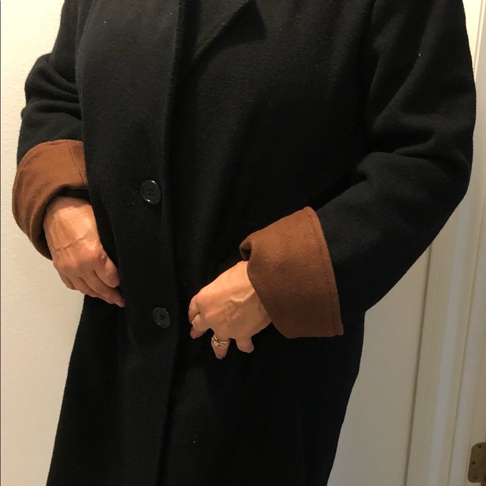 SPENCER DOUGLAS FORSTMANN WOOL BLND BLCK W/BRWN COLLAR & CUFFS USA MADE - Picture 12 of 13
